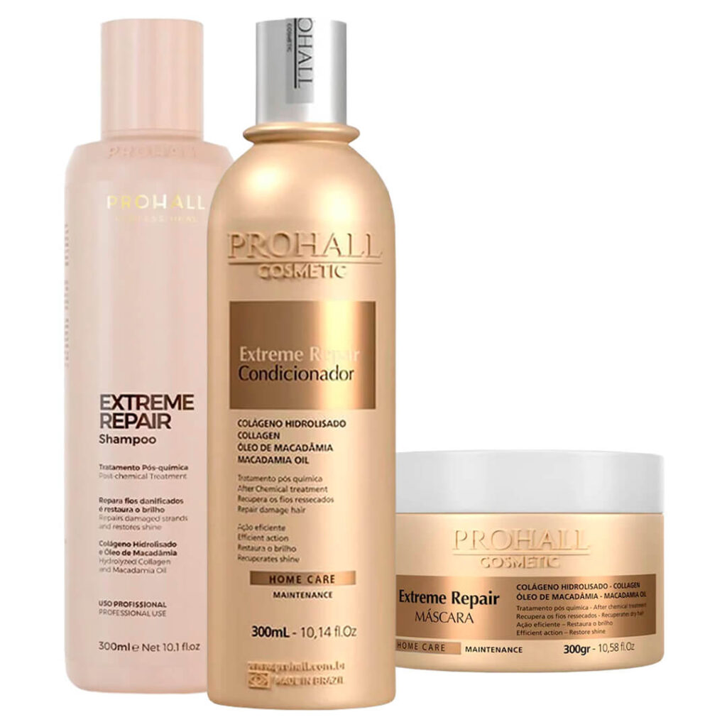 Kit Prohall Extreme Repair Home Care com três itens